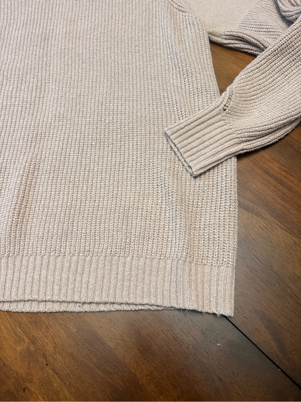 Pink Clover Light Beige Ribbed Raglan Pullover Sweater - Picture 7 of 15